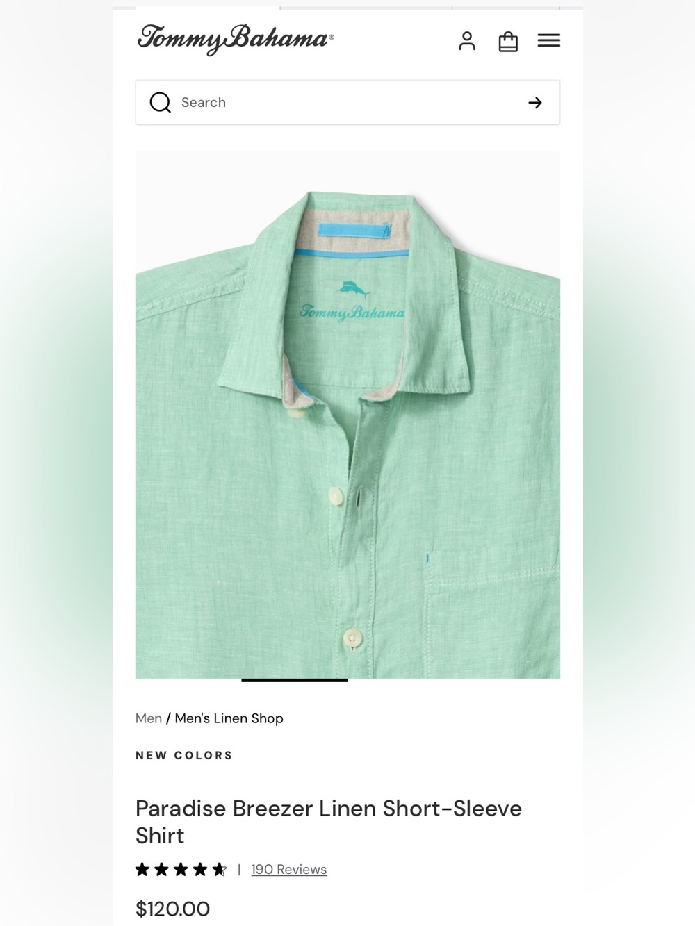 Tommy Bahama 100% Linen Short-Sleeve Plaid Button-Up Shirt - Blue & Green size S